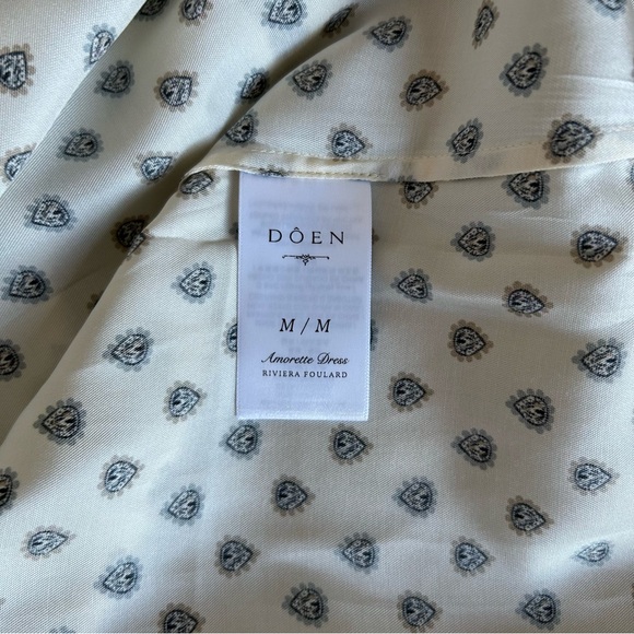 EUC Doen Amorette Midi Dress Riviera Foulard Cream Silk Blend Vacation - Picture 10 of 12